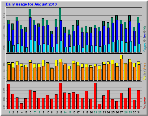 Daily usage for August 2010