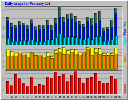 Daily usage for February 2011