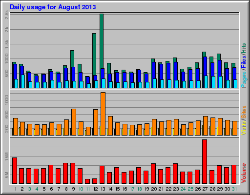 Daily usage for August 2013