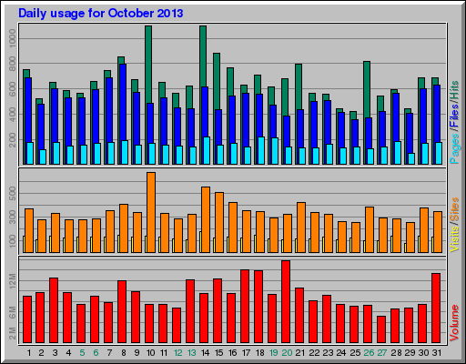 Daily usage for October 2013