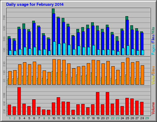 Daily usage for February 2014