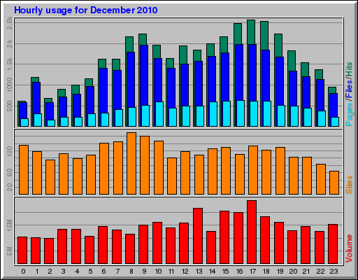 Hourly usage for December 2010