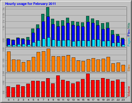 Hourly usage for February 2011
