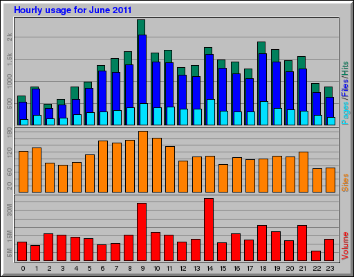 Hourly usage for June 2011