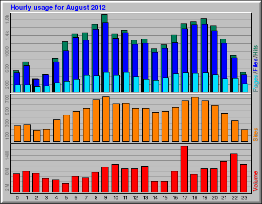 Hourly usage for August 2012