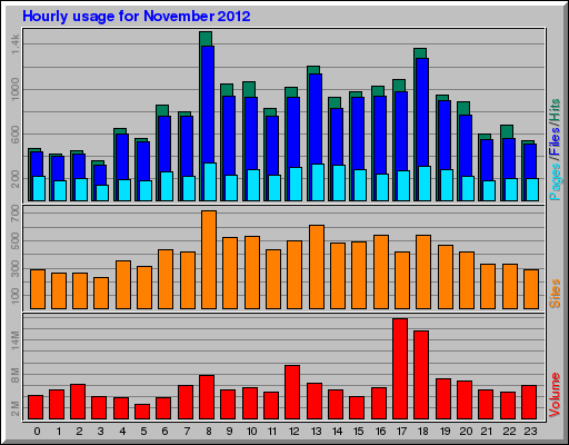 Hourly usage for November 2012