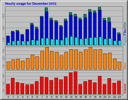 Hourly usage for December 2012