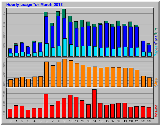 Hourly usage for March 2013