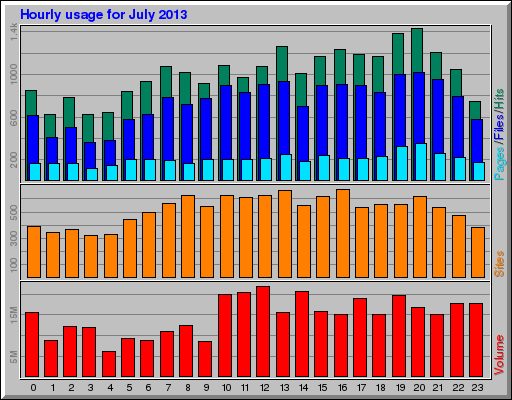 Hourly usage for July 2013