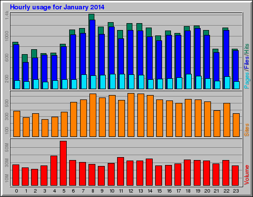 Hourly usage for January 2014