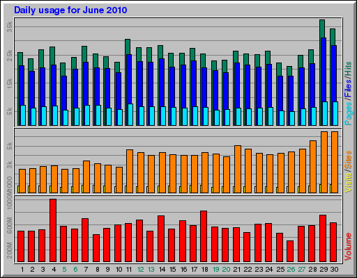 Daily usage for June 2010