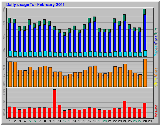 Daily usage for February 2011