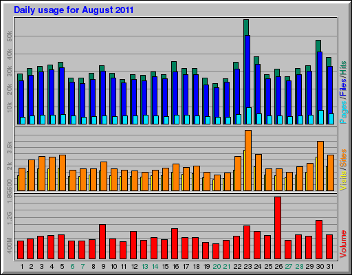 Daily usage for August 2011