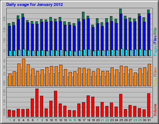Daily usage for January 2012