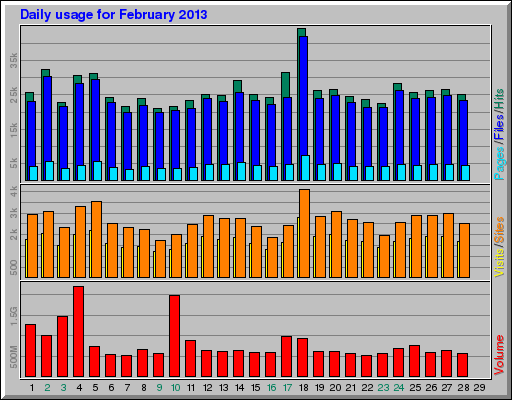 Daily usage for February 2013