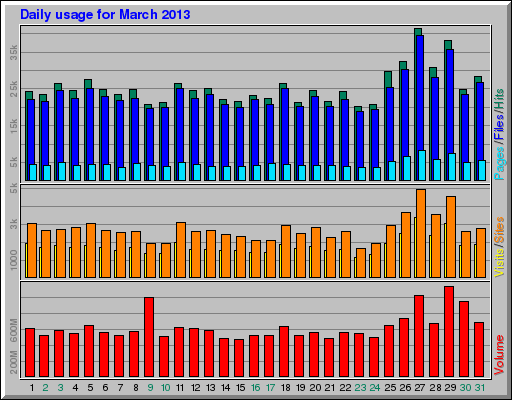 Daily usage for March 2013