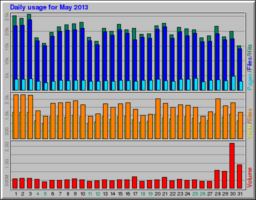 Daily usage for May 2013