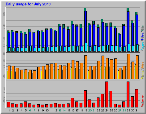 Daily usage for July 2013