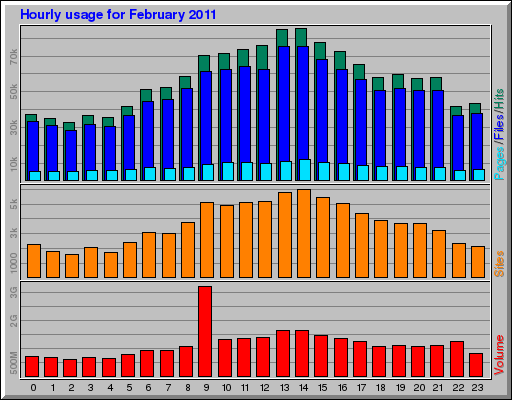 Hourly usage for February 2011