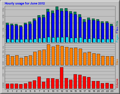 Hourly usage for June 2012