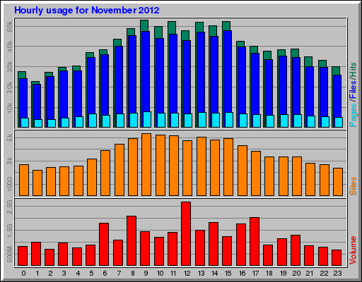 Hourly usage for November 2012