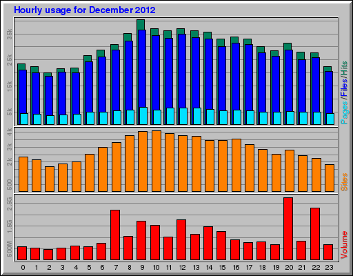 Hourly usage for December 2012