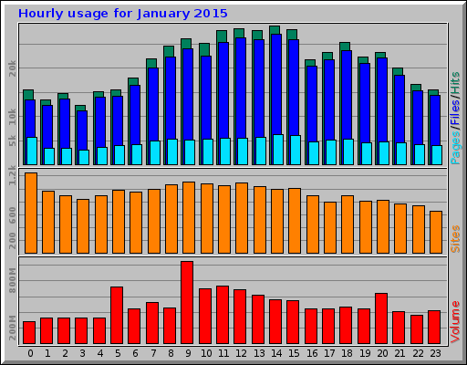 Hourly usage for January 2015