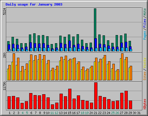 Daily usage for January 2003