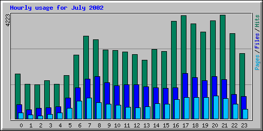 Hourly usage for July 2002