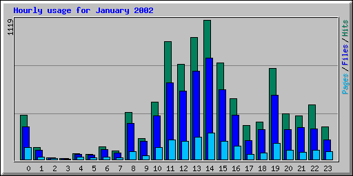 Hourly usage for January 2002
