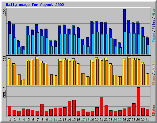 Daily usage for August 2002