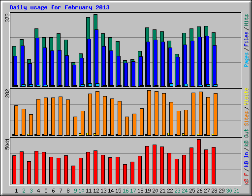 Daily usage for February 2013