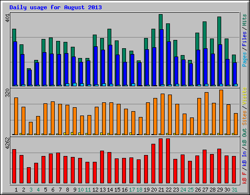 Daily usage for August 2013