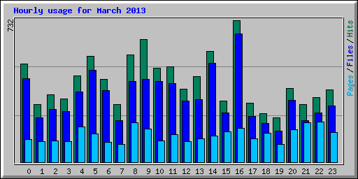 Hourly usage for March 2013