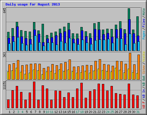 Daily usage for August 2013