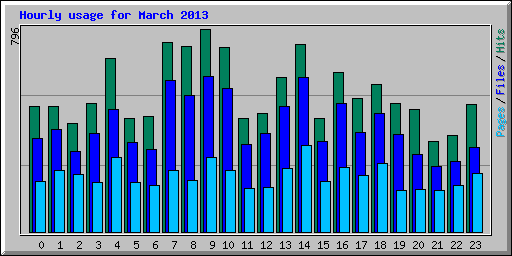Hourly usage for March 2013