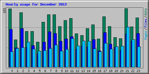 Hourly usage for December 2012