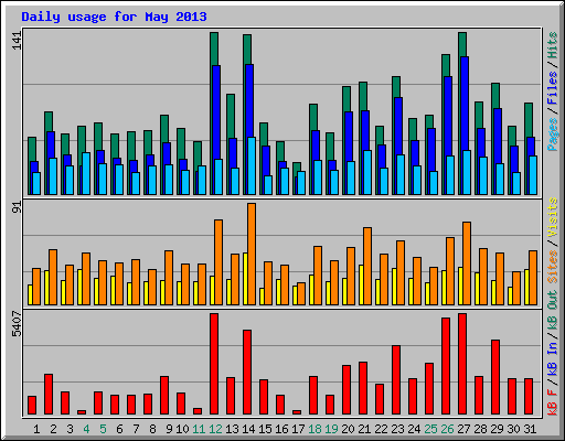 Daily usage for May 2013