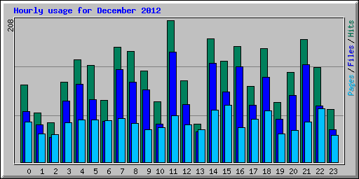 Hourly usage for December 2012