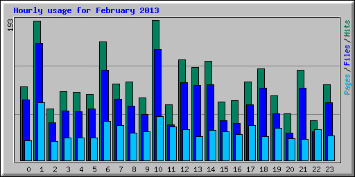Hourly usage for February 2013