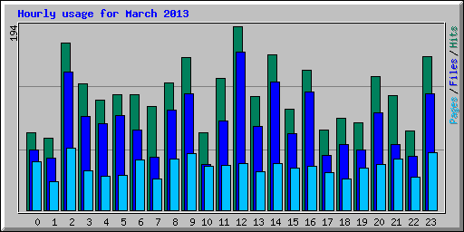 Hourly usage for March 2013
