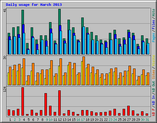 Daily usage for March 2013