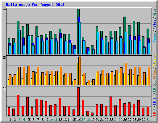 Daily usage for August 2013