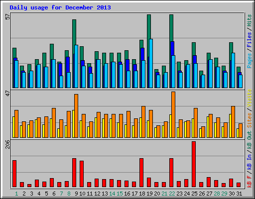 Daily usage for December 2013