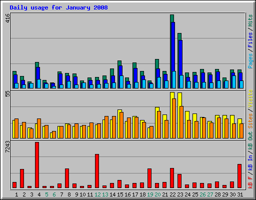 Daily usage for January 2008