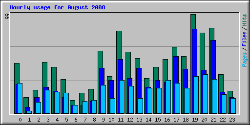 Hourly usage for August 2008
