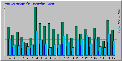 Hourly usage for December 2008