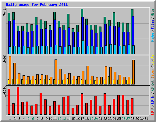 Daily usage for February 2011