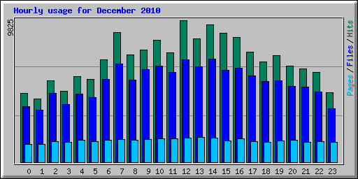 Hourly usage for December 2010