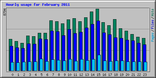 Hourly usage for February 2011